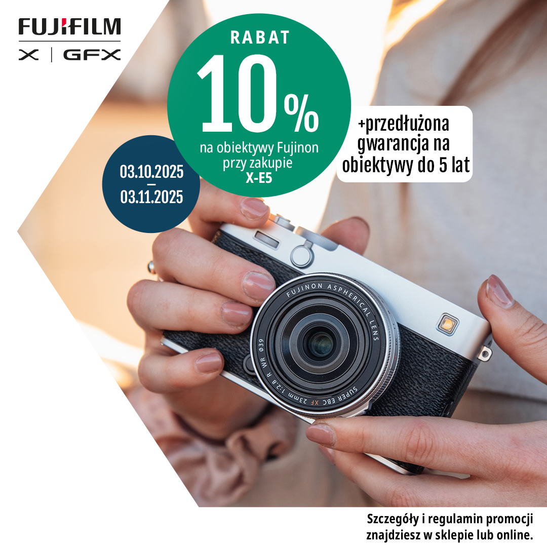 Rabat 10% na dowolny obiektyw FUJINON XF przy zakupie aparatu X-E5