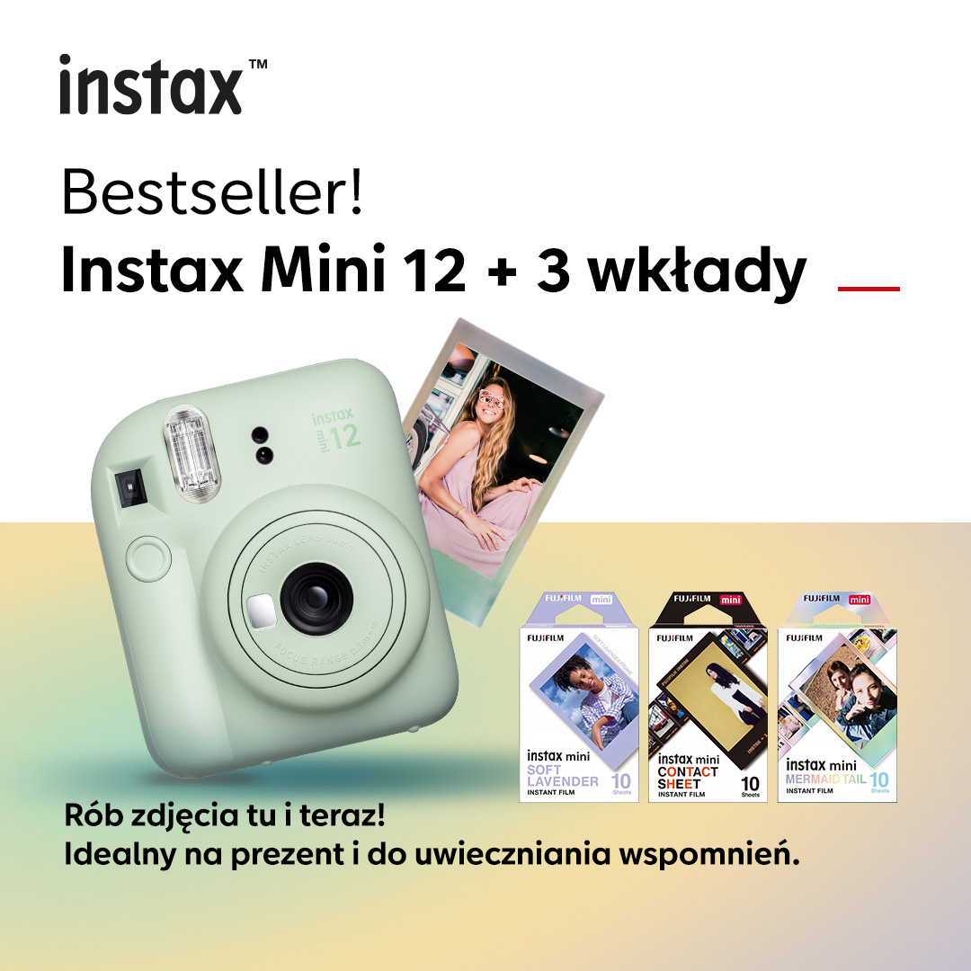 Instax Mini 12 + 3 kolorowe wkłady
