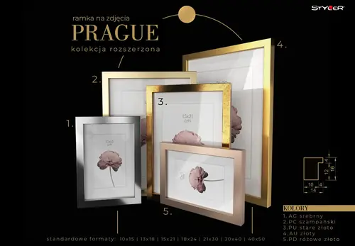 Ramka Styler Prague - różne kolory i formaty - Srebrny, 21x30, 21x30