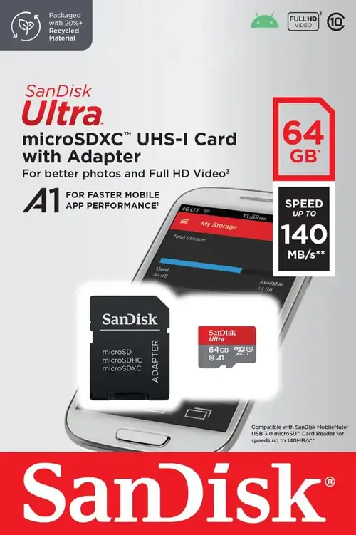 Karta SanDisk Micro SDXC 64GB Ultra 140MB /215421