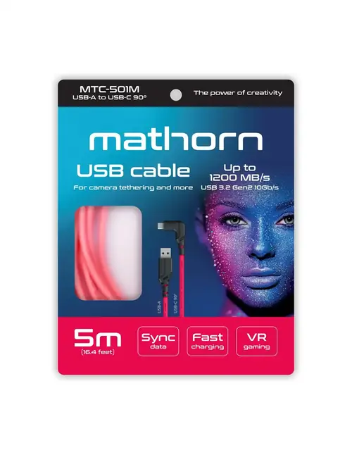 Kabel Mathorn MTC501M USB A-C kątowy 5m 10 Gbps 60W Magenta
