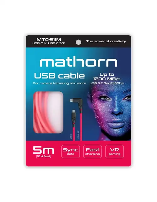 Kabel Mathorn MTC511M USB C-C kątowy 5m 10 Gbps 60W Magenta