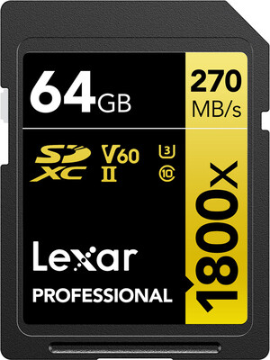 KARTA LEXAR PRO SDXC 64GB 1800X UHSII U3/V60/R280/W210 [FOCUS]