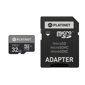KARTA MICRO Platinet SDHC32GB 90MB/sU3/class10+adapter