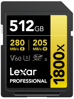 Karta Lexar Pro 1800X SDXC 512GB UHS-II U3 (V60) R270/W180
