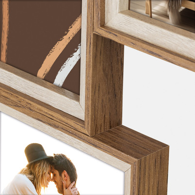 Ramka Italia Vestfalia 10x15 x4 13x18 x2 - Brązowo-biała, 10x15, 13x18, 10x15 x4 / 13x18