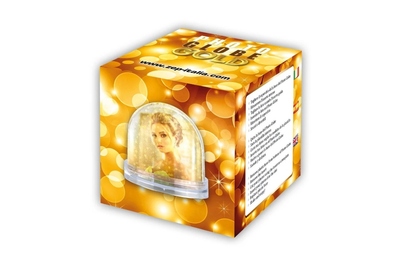 Ramka Italia Kula Śnieżna 6,5x6,2 cm złoty brokat - Złoty, 6,2x6,5