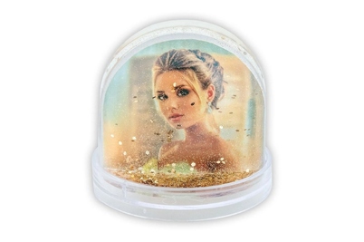 Ramka Italia Kula Śnieżna 6,5x6,2 cm złoty brokat - Złoty, 6,2x6,5