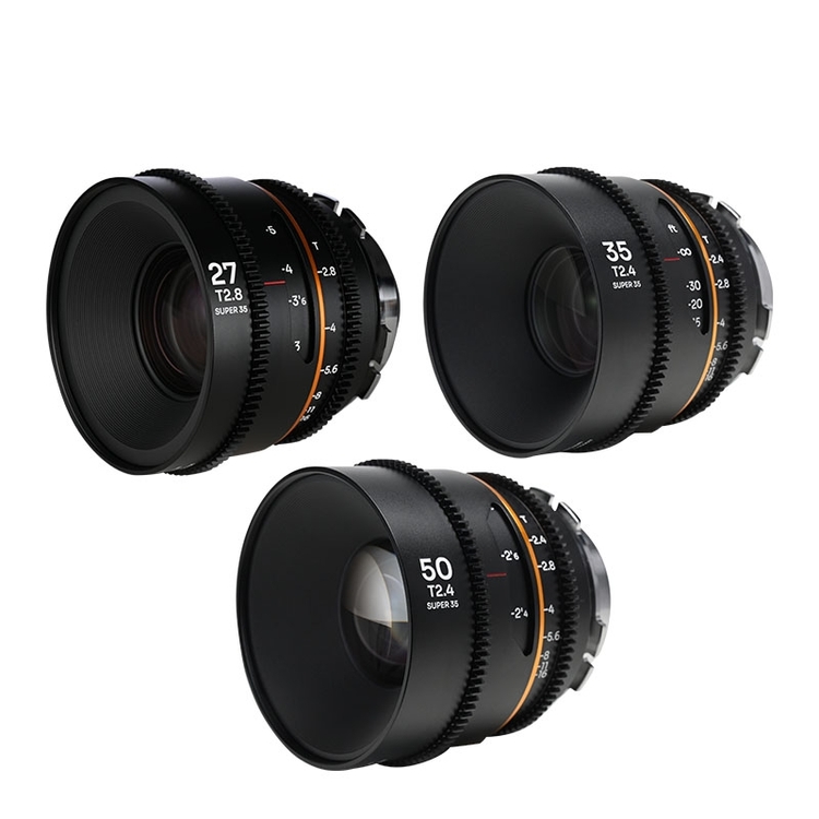 Zestaw obiektywów Venus Optics Laowa Nanomorph 27mm, 35mm, 50mm S35 Amber do Arri PL / Canon EF