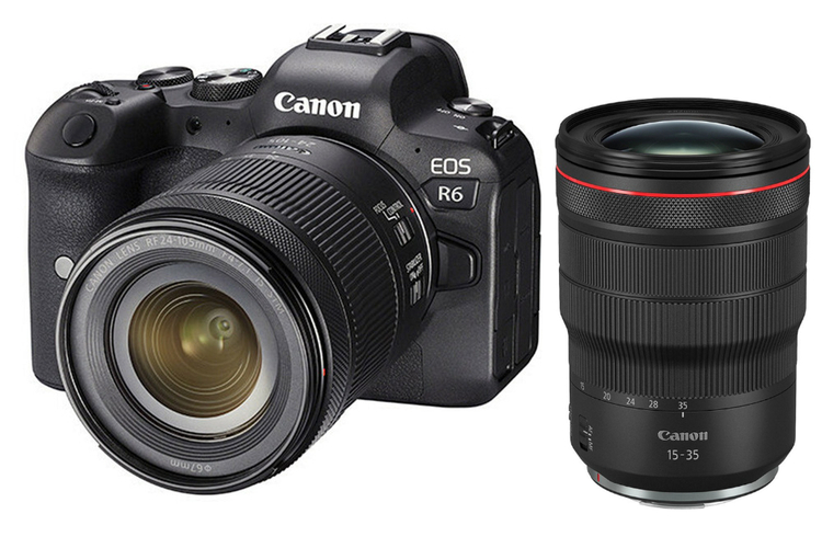 Zestaw  Canon EOS R6 z ob. RF 24-105mm f/4-7.1 IS STM + Canon RF 15-35mm f/2.8 L IS USM