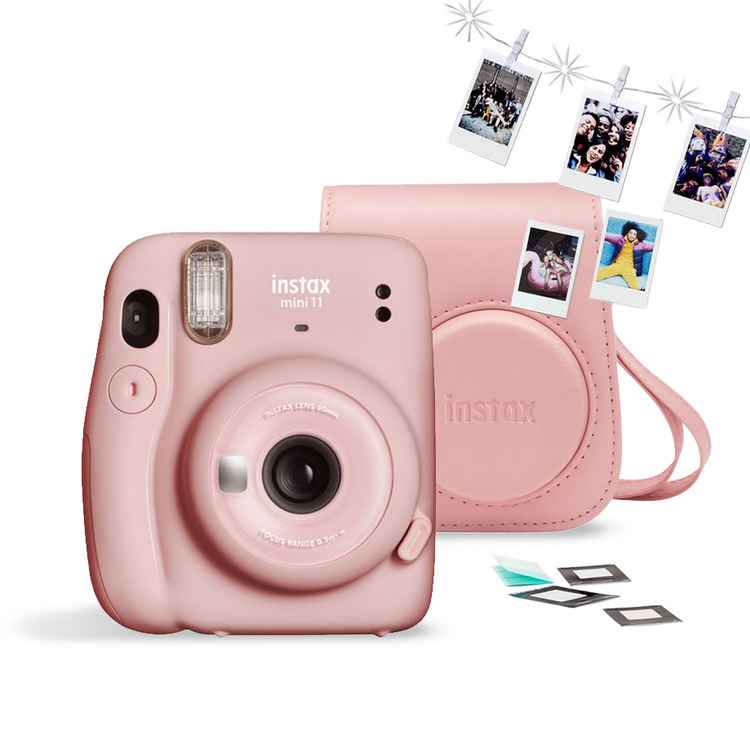 Fujifilm Instax Mini 11 (różowy - blush pink) + wkład 10 zdjęć + pokrowiec + klamerki do zdjęć + podklejki