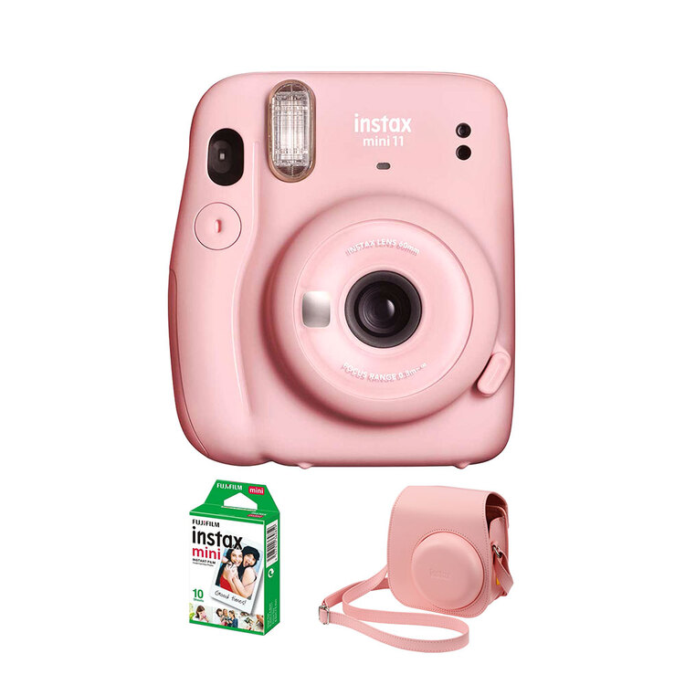 Fujifilm Instax Mini 11 (różowy - blush pink) + wkład 10 zdjęć + pokrowiec