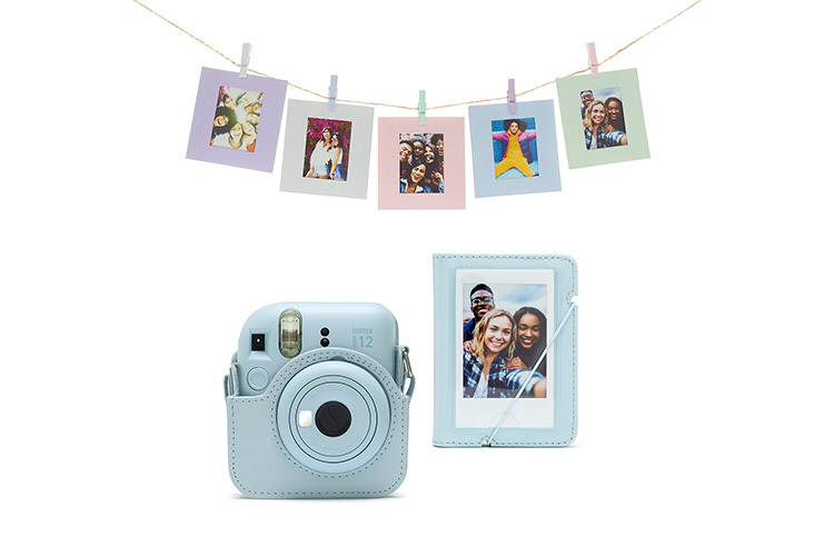 Zestaw akcesoriów Instax Mini 12 - Niebieski Pokrowiec + Album + klamerki do zdjęć