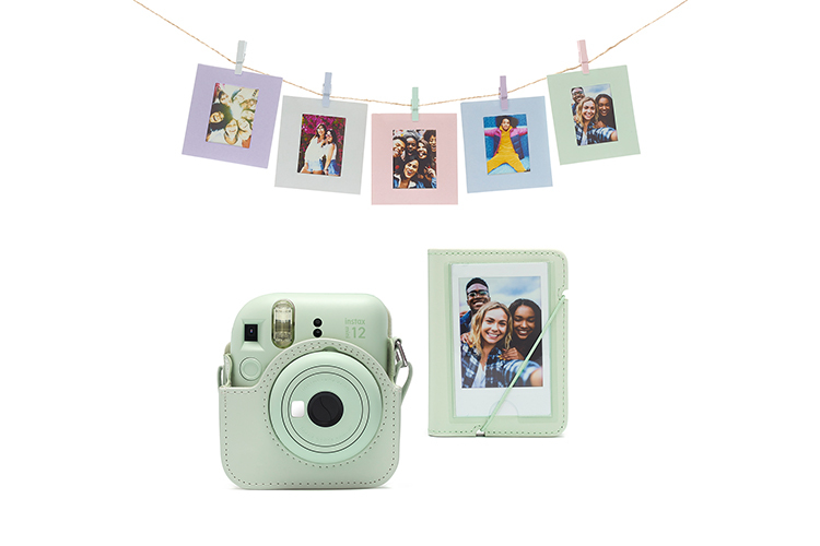 Zestaw akcesoriów Instax Mini 12 - Zielony Pokrowiec + Album + klamerki do zdjęć