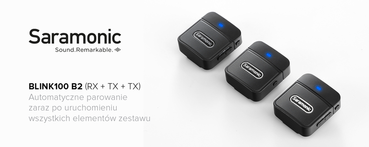 Zestaw do bezprzewodowej transmisji dźwięku Saramonic Blink100 B2 (RX + TX + TX)