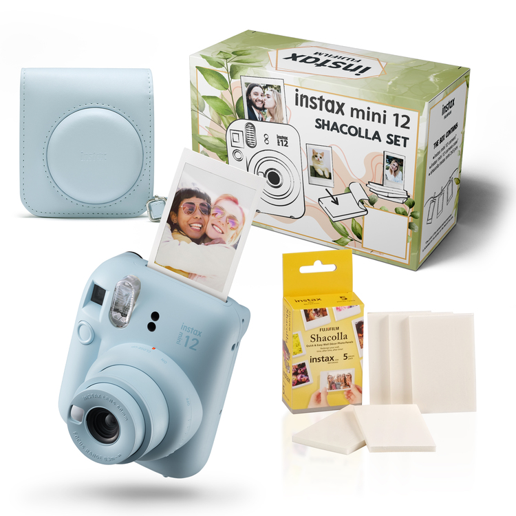 Instax Box mini 12 Pastel Blue + pokrowiec i Shacolla