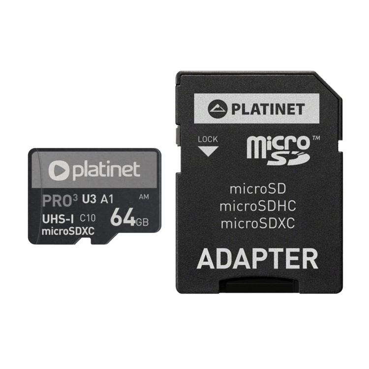 Karta Platinet Micro SDXC 64GB 90MB+adapter
