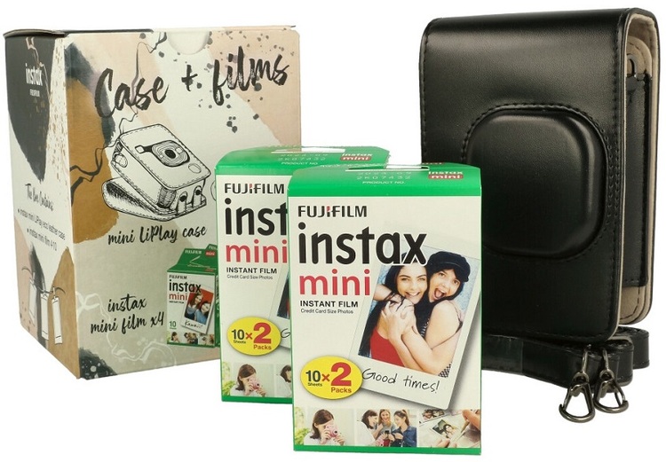 Zestaw akcesoriów Instax Mini LiPlay - Czarny Pokrowiec + wkład 2x20 zdjęć