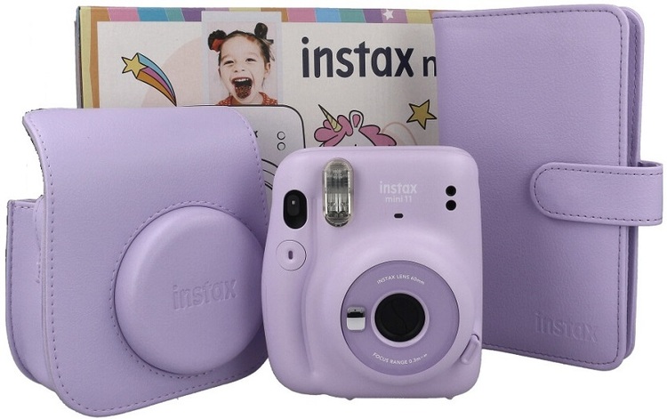 Instax Box mini 11  (fioletowy - lilac purple) + album i pokrowiec