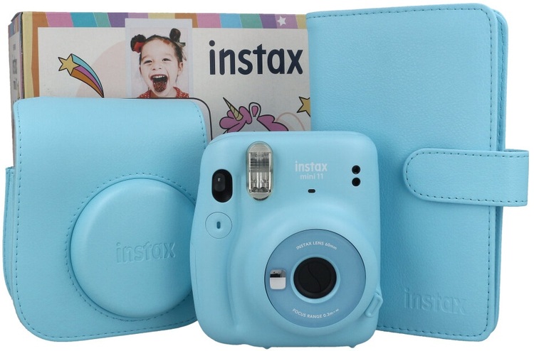 Instax Box mini 11  (niebieski - sky blue) + album i pokrowiec