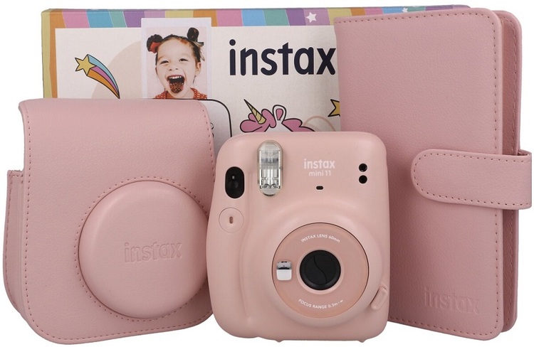 Instax Box mini 11 (różowy - blush pink) + album i pokrowiec