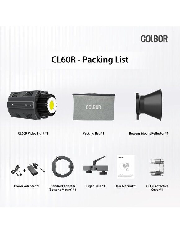 Lampa COLBOR CL-60 Led Bowens RGB 2700-6500K