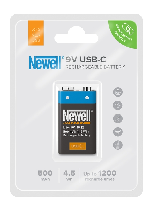 Akumulator Newell 9 V z wbudowanym USB-C 500 mAh