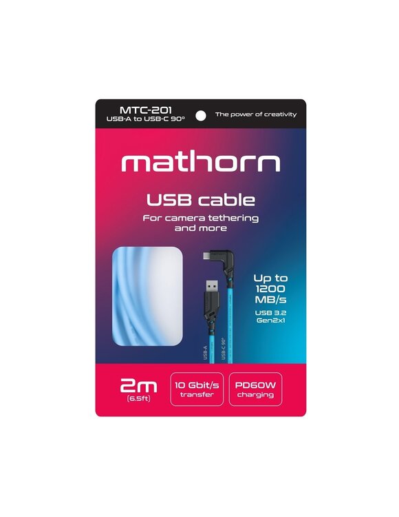 Kabel Mathorn MTC201 USB A-C kątowy 2m 10 Gbps 60W ArcticBlue