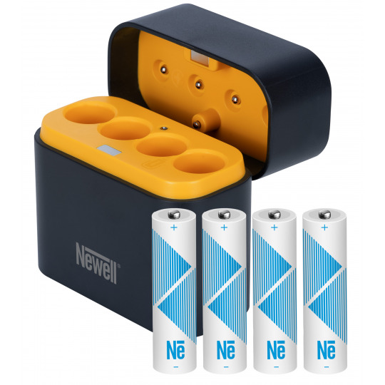 Ładowarka  Newell 4-kanałowa do akumulatorów Li-ion + 4 akumulatory Li-ion AA 1,5 V 2200 mAh