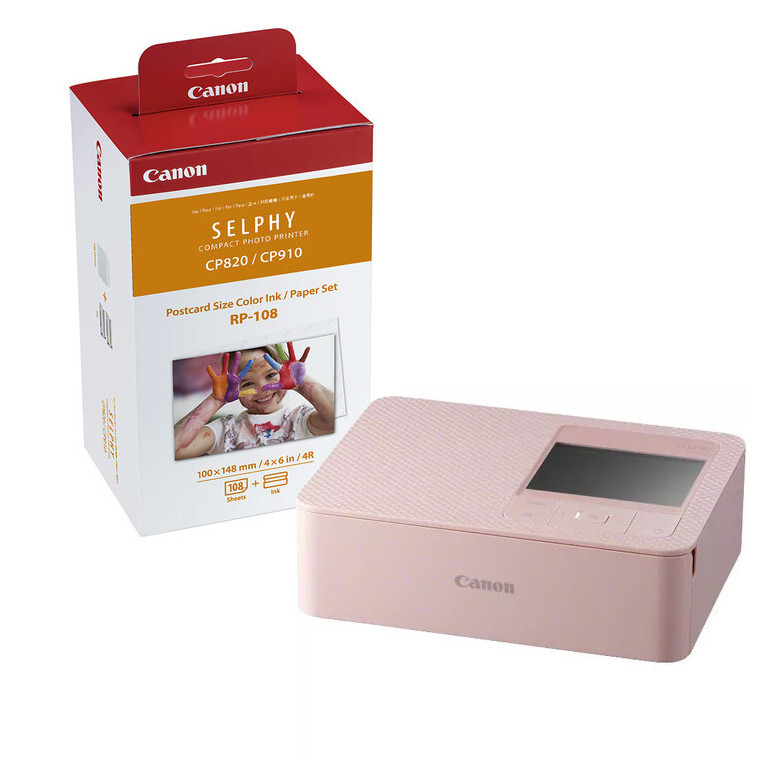 Zestaw Canon Selphy CP1500 WH (różowy) + papier RP-108