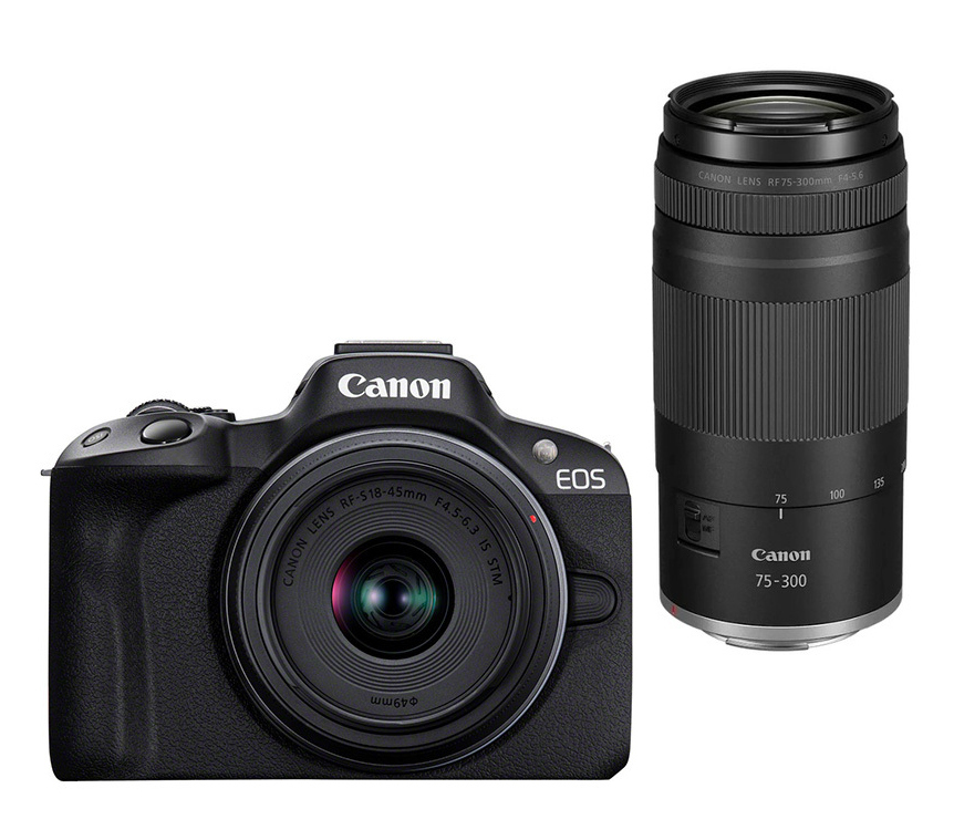 Canon EOS R50 z ob. RF-S 18-45mm + RF-S 75-300mm