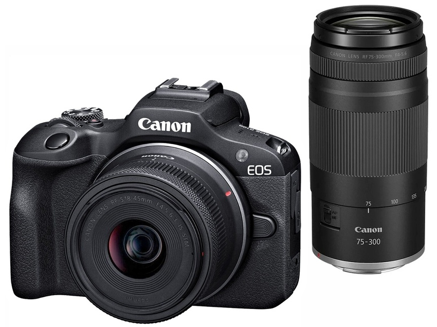 Canon EOS R100 z ob. RF-S 18-45mm f/4.5-6.3 IS STM + RF85-300mmf/4-5.6