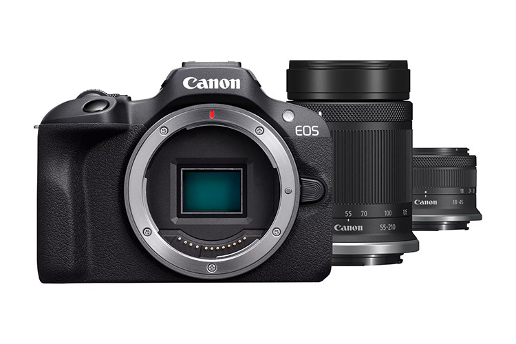 Canon EOS R100 z ob. RF-S 18-45mm f/4.5-6.3 IS STM + RF-S 55-210mm f/5-7.1 IS STM  