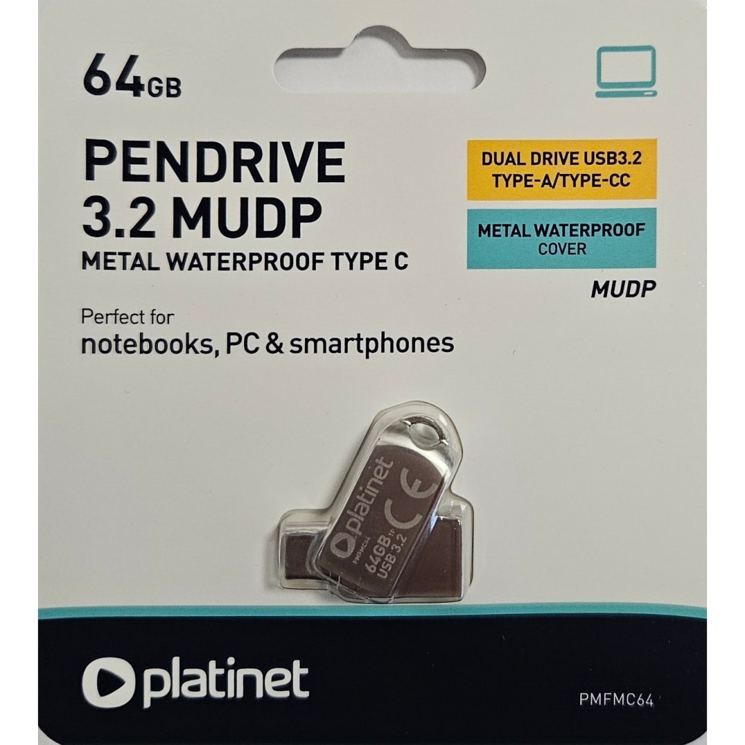 Pendrive 64GB Platinet USB 3.2 USB-A/USB-C MUDP (srebrny)