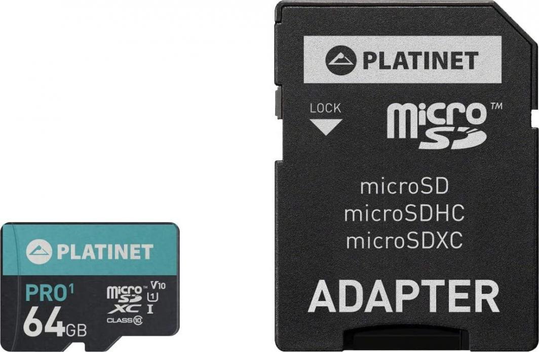 Karta Platinet Micro SDXC 64GB 70MB/s+adapter