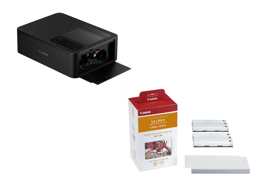 Zestaw Drukarka Canon Selphy CP1500 (czarna) + Papier CANON RP-108