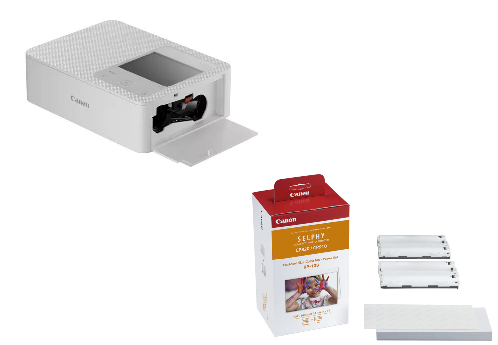 Zestaw Drukarka Canon Selphy CP1500 (biała) + Papier CANON RP-108