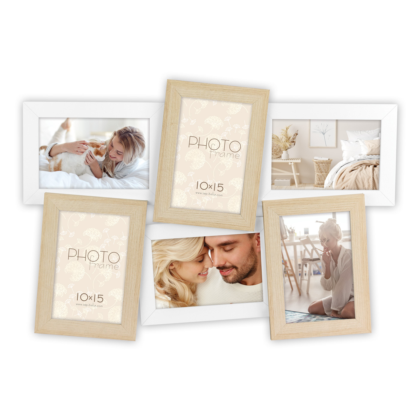 Ramka Italia Favignana 6x10x15/DB886 - Drewno z białym, 10x15, 10x15 x6