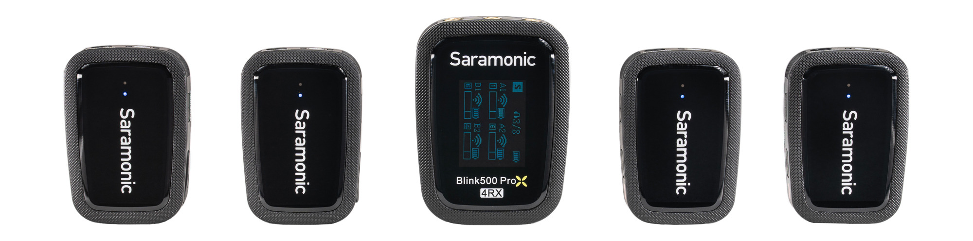 Zestaw bezprzewodowej transmisji dźwięku Saramonic Blink500 ProX B8 (RX + TX + TX + TX + TX)