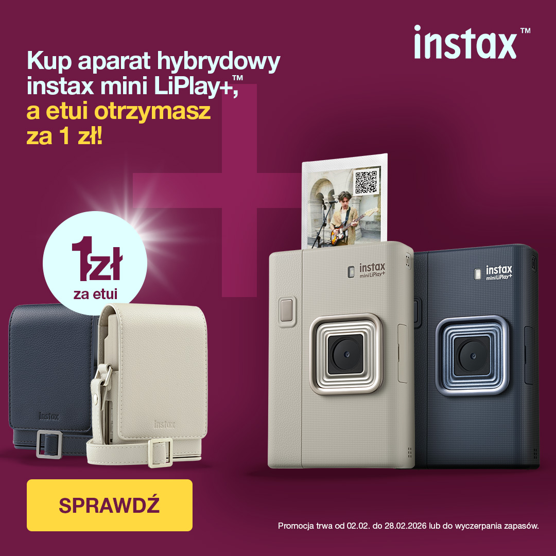 <center>Etui oraz jeden kolorowy wkład po 1zł przy zakupie z Instax Liplay+</center>
