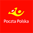 Logo Poczty Polskiej na czerwonym tle, w centrum żółty symbol i biały napis "Poczta Polska"