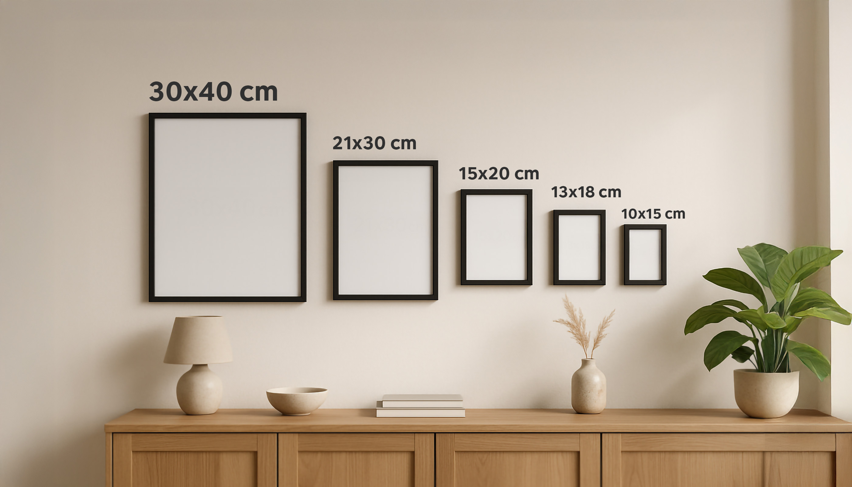 Wirzualizacja formatów ramek na ścianie